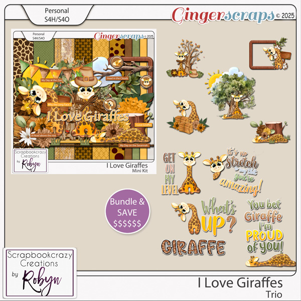 I Love Giraffes Trio by Scrapbookcrazy Creations