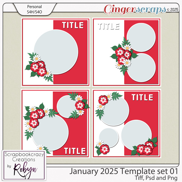 January 2025 Template Set 01 by Scrapbookcrazy Creations