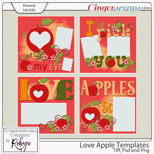 Love Apple Templates by Scrapbookcrazy Creations