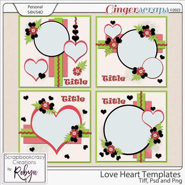 Love Heart Templates by Scrapbookcrazy Creations
