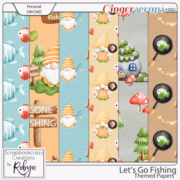 Let's Go Fishing Themed Papers by Scrapbookcrazy Creations
