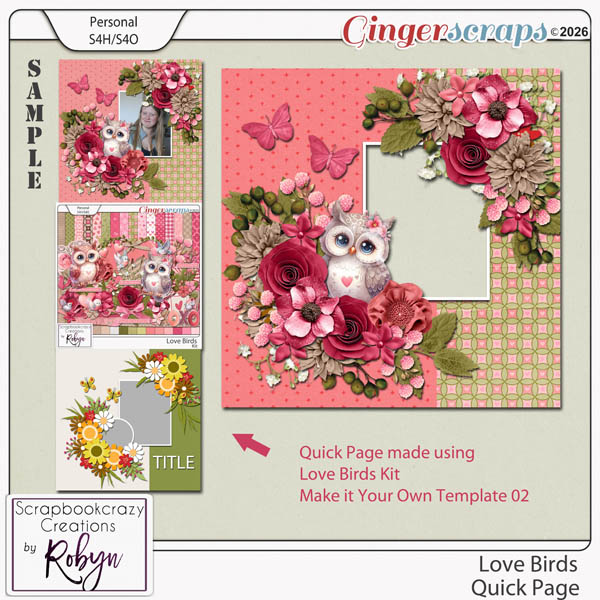 Love Birds Quick Page by Scrapbookcrazy Creations