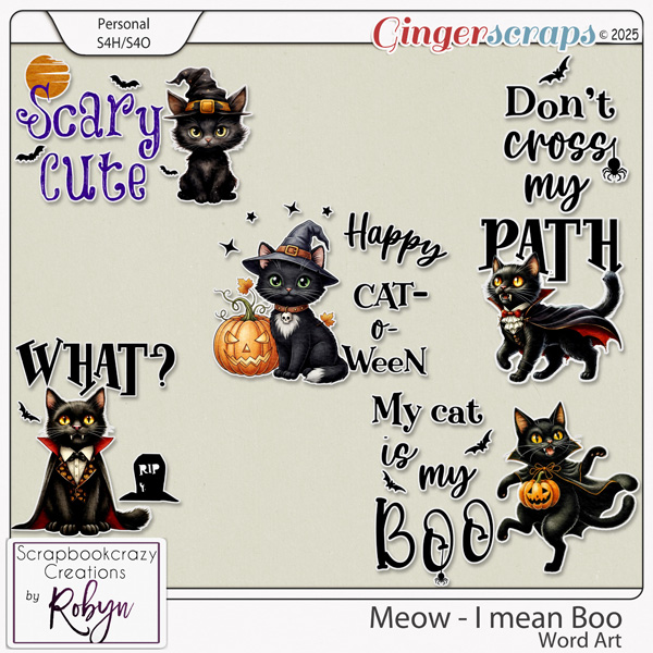 Meow - I mean Boo Word Art by Scrapbookcrazy Creations