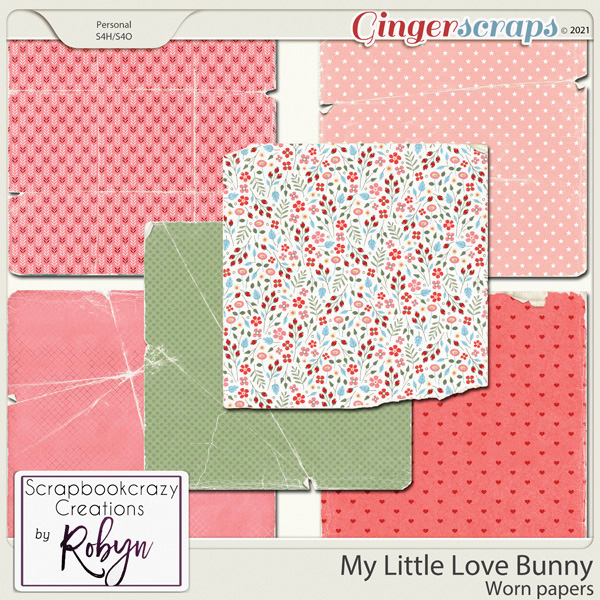 My little Love Bunny Worn Papers by Scrapbookcrazy Creations