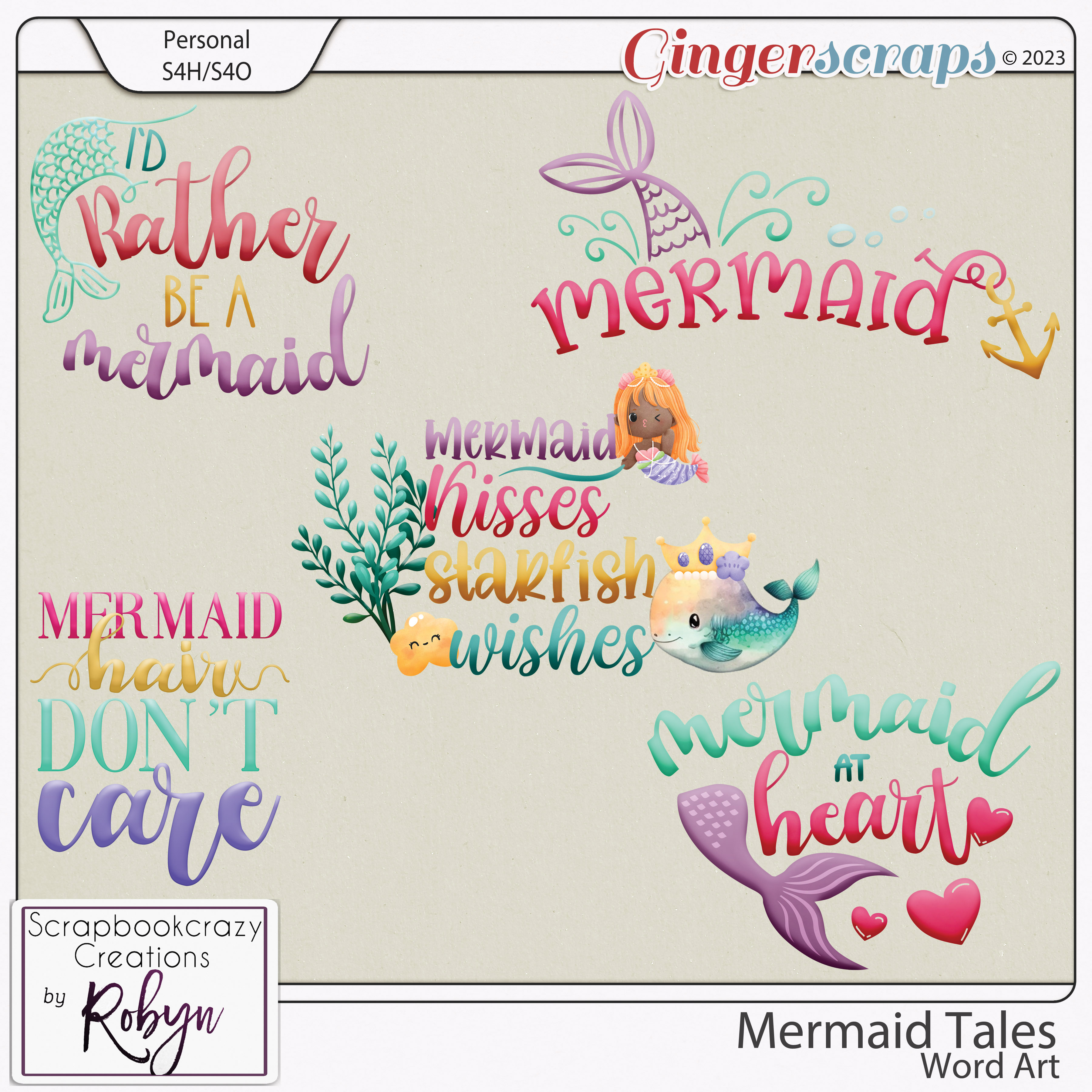 Mermaid Tales Word Art by Scrapbookcrazy Creations