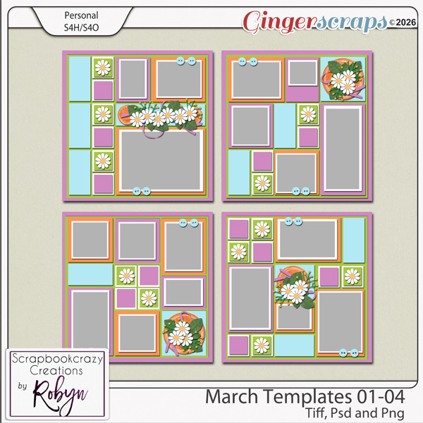 March Templates by Scrapbookcrazy Creations