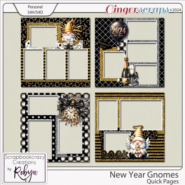 New Year Gnomes Quick Pages by Scrapbookcrazy Creations