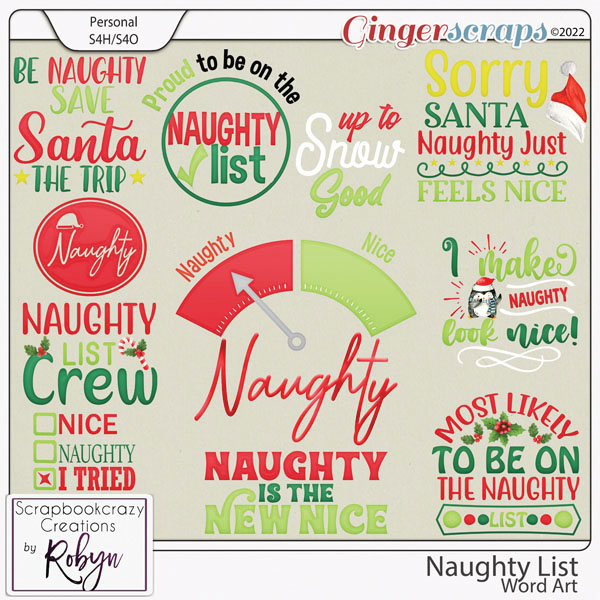 Naughty List Word Art by Scrapbookcrazy Creations