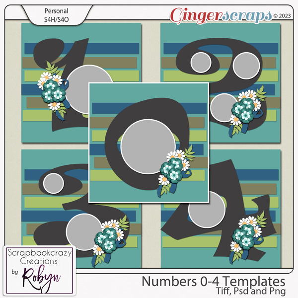 Numbers Templates 0-4 by Scrapbookcrazy Creations