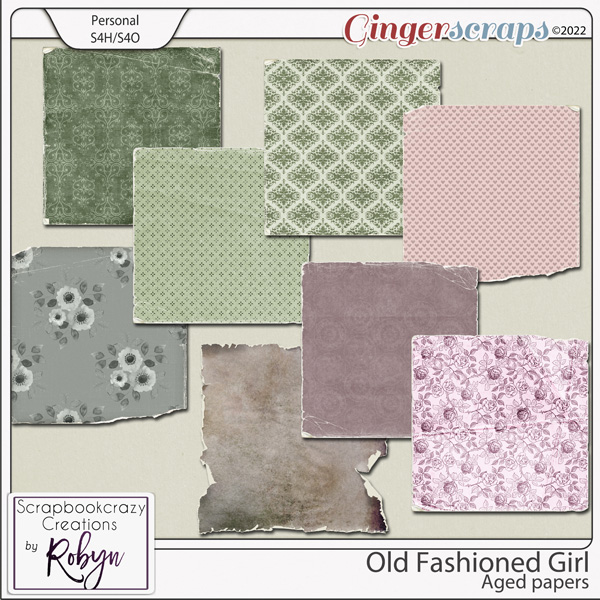 Old Fashioned Girl Aged Papers by Scrapbookcrazy Creations