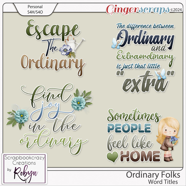 Ordinary Folks Word Titles by Scrapbookcrazy Creations