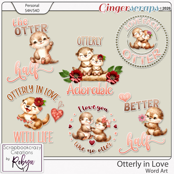 Otterly in Love Word Art by Scrapbookcrazy Creations