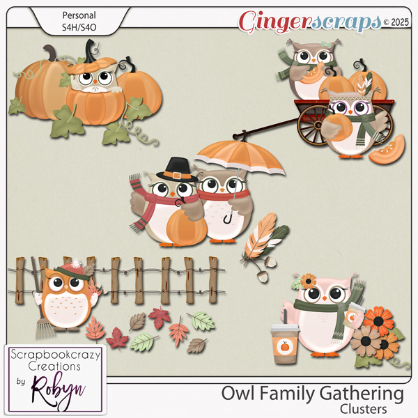Owl Family Gatherings Clusters by Scrapbookcrazy Creations