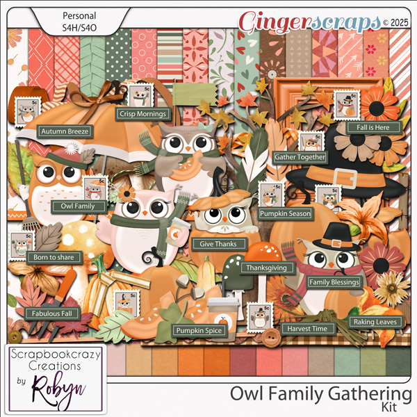 Owl Family Gathering Kit by Scrapbookcrazy Creations