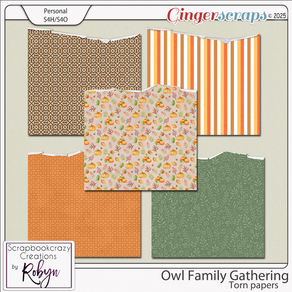 Owl Family Gathering Torn Papers by Scrapbookcrazy Creations