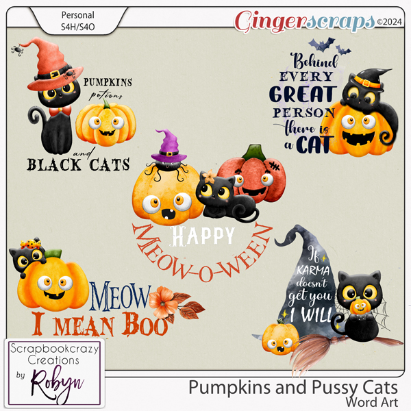 Pumpkins and Pussy Cats Word Art by Scrapbookcrazy Creations