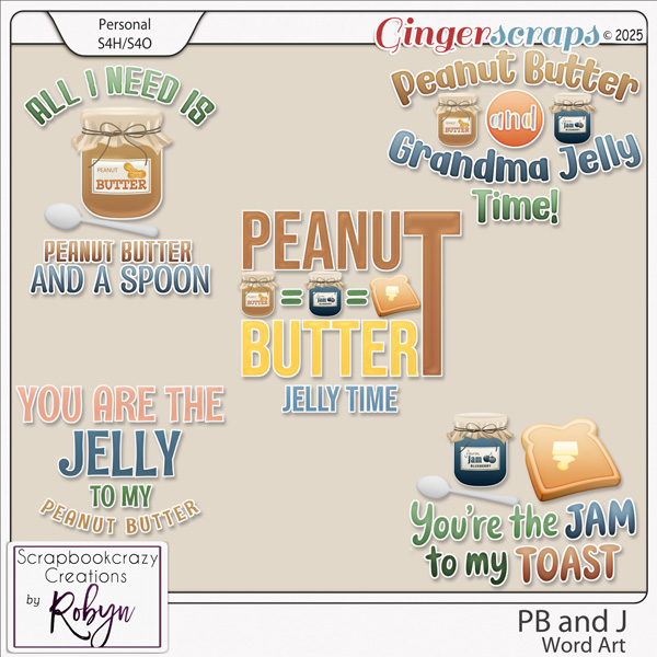 PB and J Word Art by Scrapbookcrazy Creations