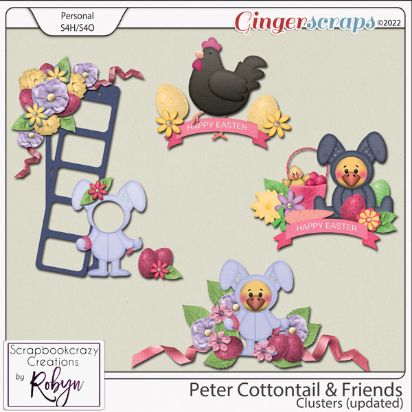 Peter Cottontail and Friends Clusters by Scrapbookcrazy Creations
