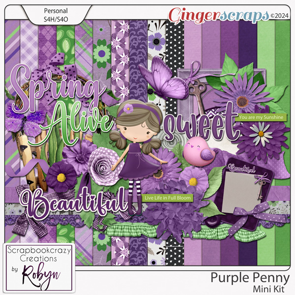 Purple Penny Mini Kit by Scrapbookcrazy Creations