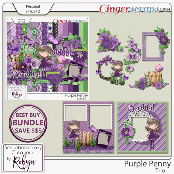 Purple Penny Trio by scrapbookcrazy Creations