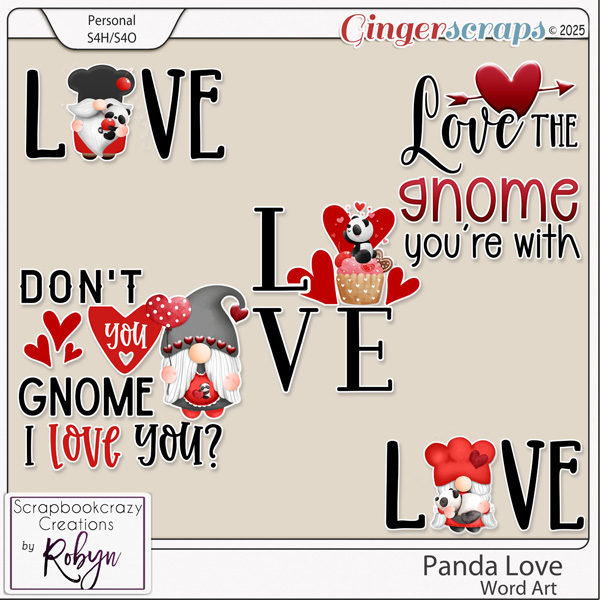 Panda Love Word Art by Scrapbookcrazy Creations