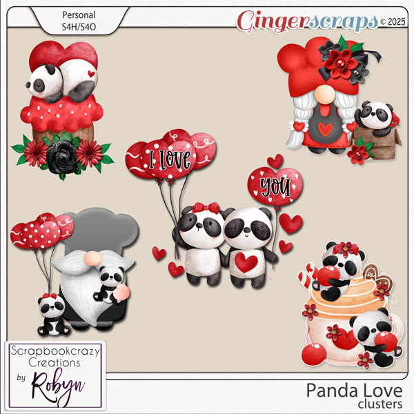 Panda Love Clusters by Scrapbookcrazy Creations