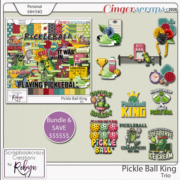 Pickleball King Trio by Scrapbookcrazy Creations