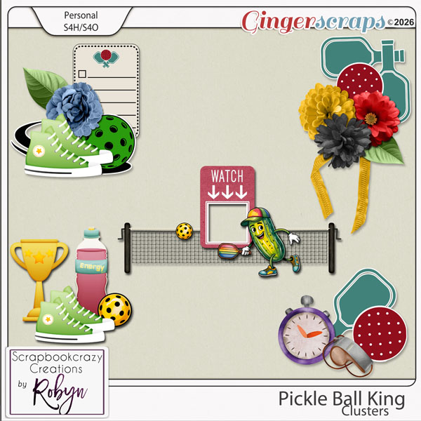 Pickleball King Clusters by Scrapbookcrazy Creations