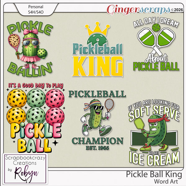 Pickleball King Word Art by Scrapbookcrazy Creations