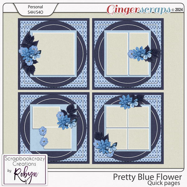 Pretty Blue Flower Quick Pages by Scrapbookcrazy Creations