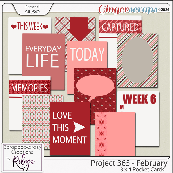 Project 365 - February 3x4 Pocket Cards by Scrapbookcrazy Creations