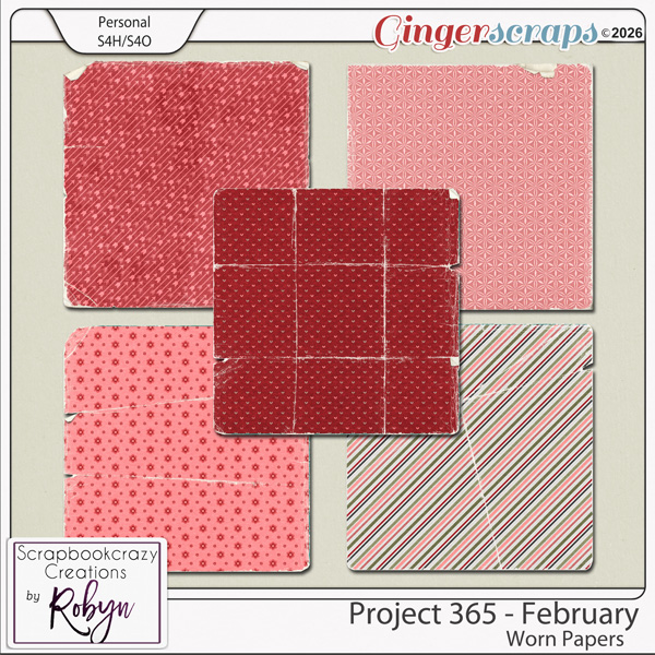 Project 365 - February Worn Papers by Scrapbookcrazy Creations