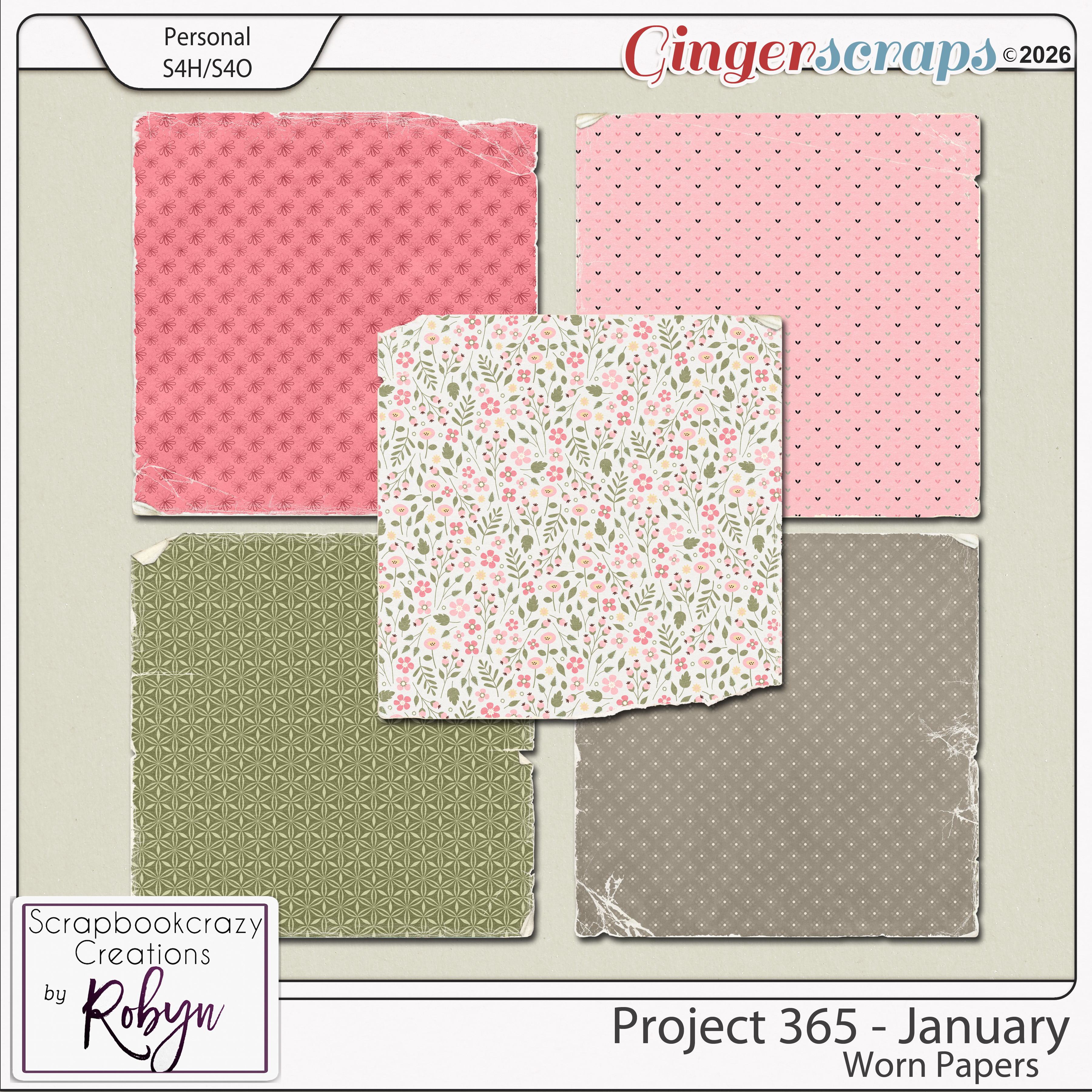 Project 365 - January Worn Papers by Scrapbookcrazy Creations