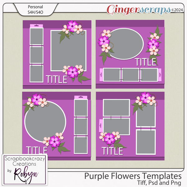 Purple Flower Templates by Scrapbookcrazy Creations