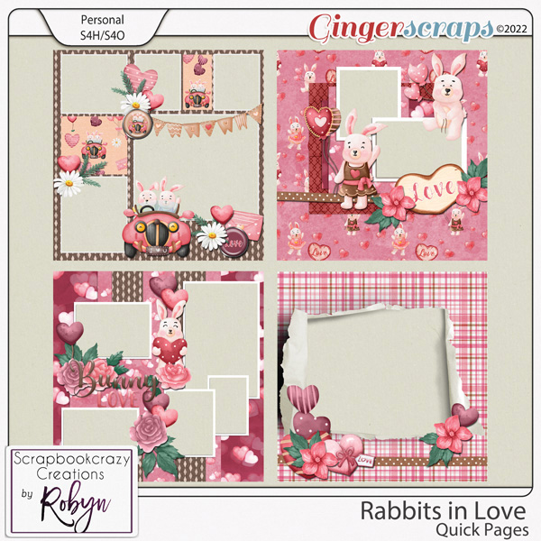 Rabbits in Love Quick Pages by Scrapbookcrazy Creations