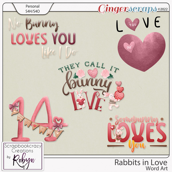 Rabbits in Love Word Art by Scrapbookcrazy Creations