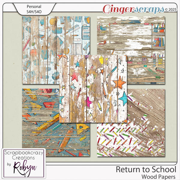 Return to School Wood Papers by Scrapbookcrazy Creations