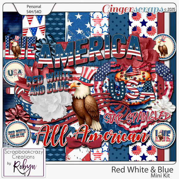 Red White and Blue Mini Kit by Scrapbookcrazy Creations