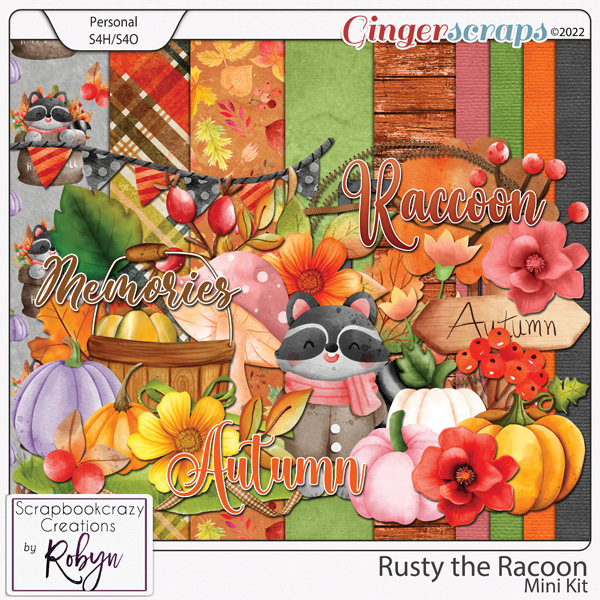 Rusty the Raccoon Mini Kit by Scrapbookcrazy Creations