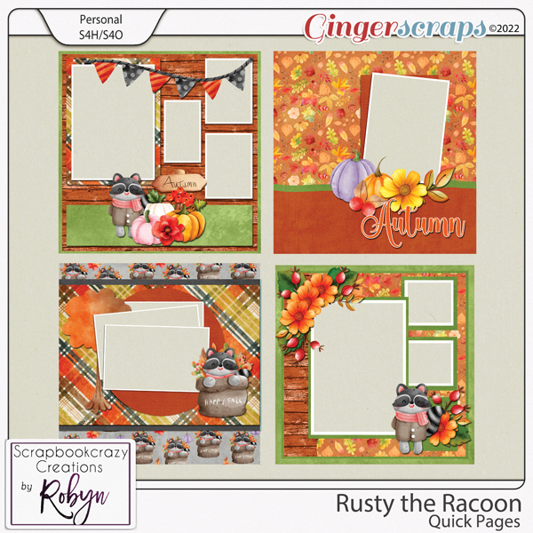 Rusty the Raccoon Quick Pages by Scrapbookcrazy Creations