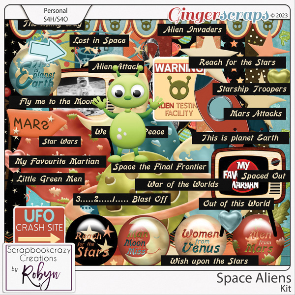 Space Aliens Kit by Scrapbookcrazy Creations