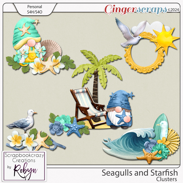 Seagulls and Starfish Clusters by Scrapbookcrazy Creations