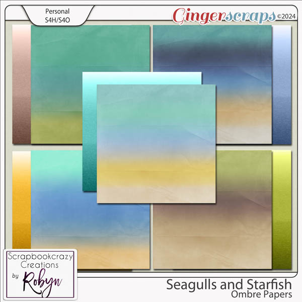 Seagulls and Starfish Ombre Papers by Scrapbookcrazy Creations