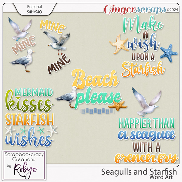 Seagulls and Starfish Word Art by Scrapbookcazy Creations