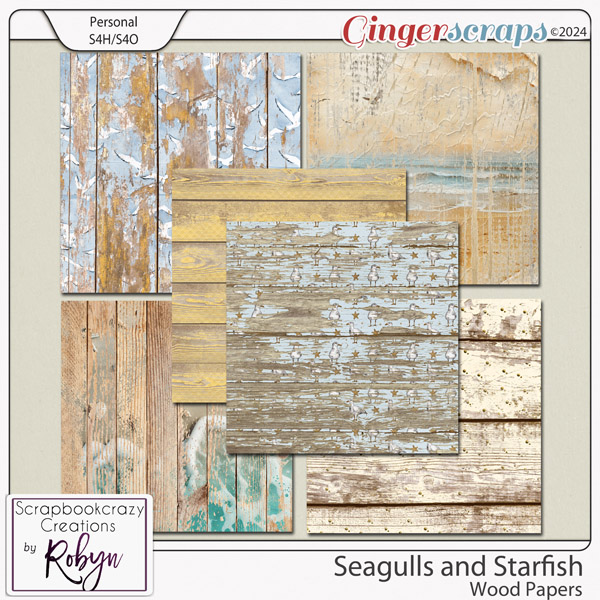 Seagulls and Starfish Wood Papers by Scrapbookcrazy Creations