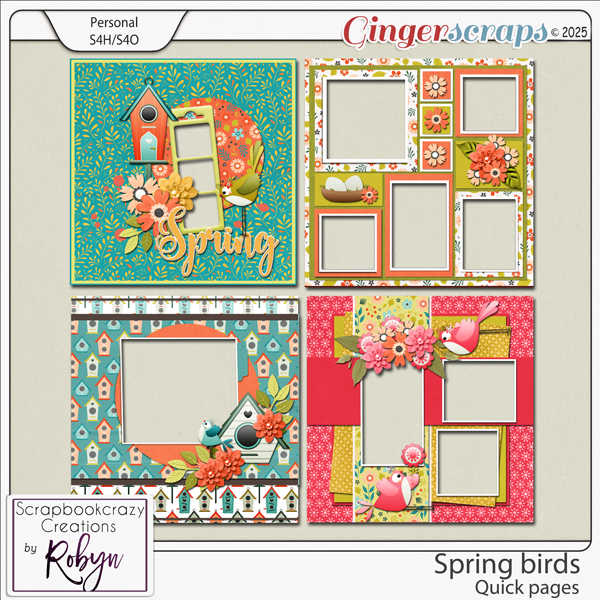 Spring Birds Quick Pages by Scrapbookcrazy Creations