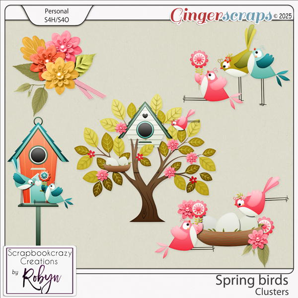 Spring Birds Clusters by Scrapbookcrazy Creations