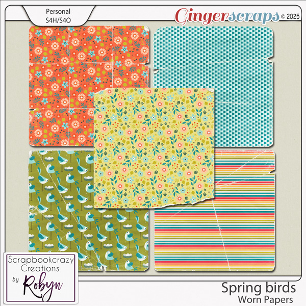 Spring Birds Worn Papers by Scrapbookcrazy Creations