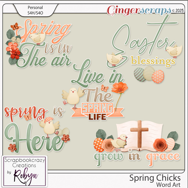 Spring Chicks Word Art by Scrapbookcrazy Creations