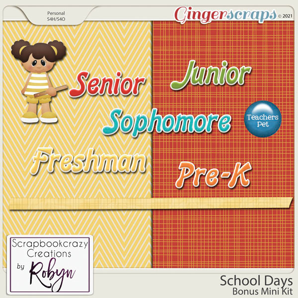 School Days Bonus Mini Kit by Scrapbookcrazy Creations